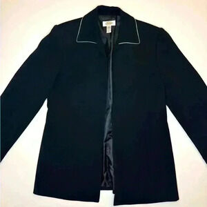 Talbots Womens Blazer Jacket Black Office Contemporary Size 8